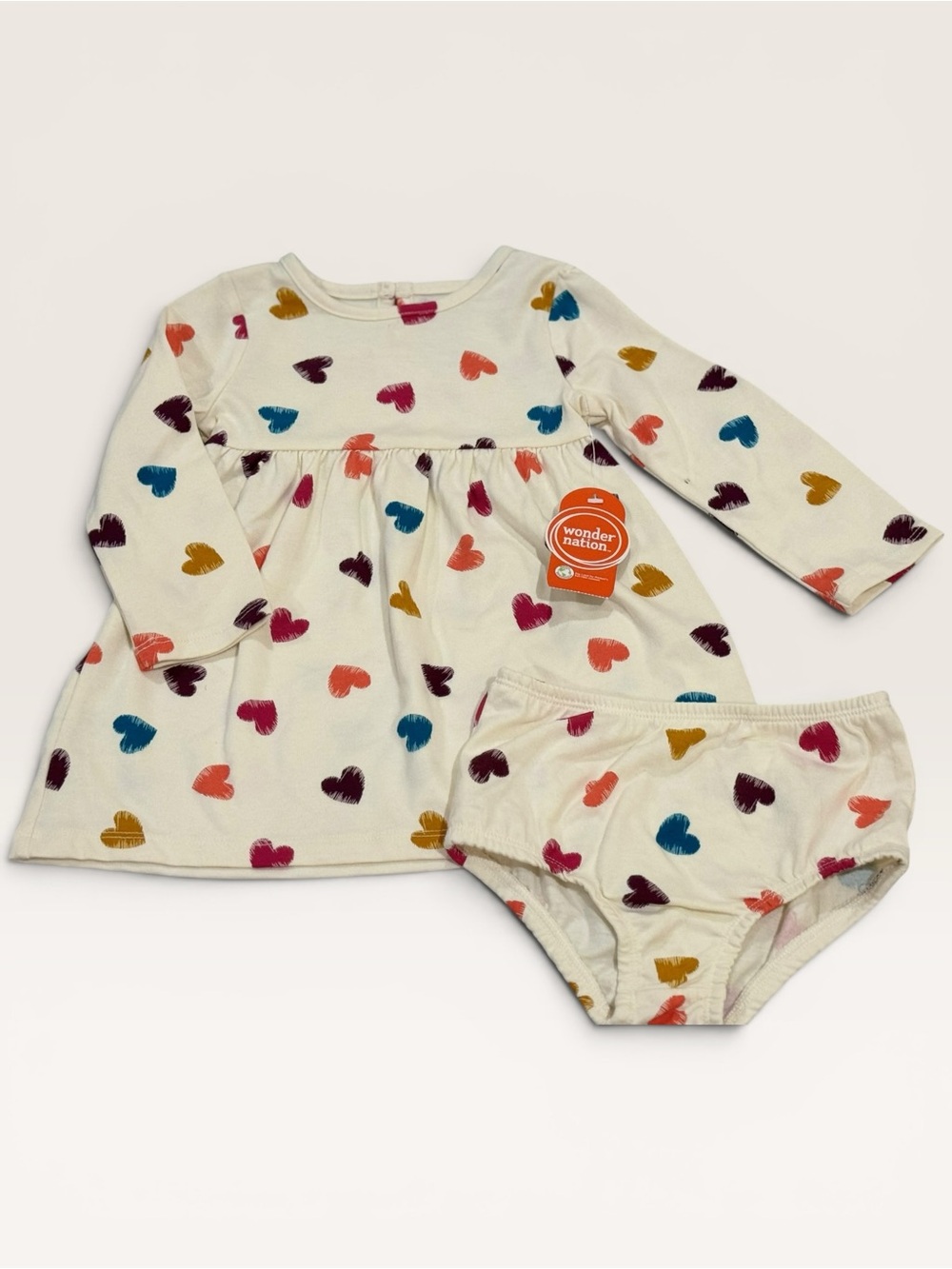 NWT Wonder Nation Baby Girl Rainbow Heart Dress Bloomer Set 18M Valentine